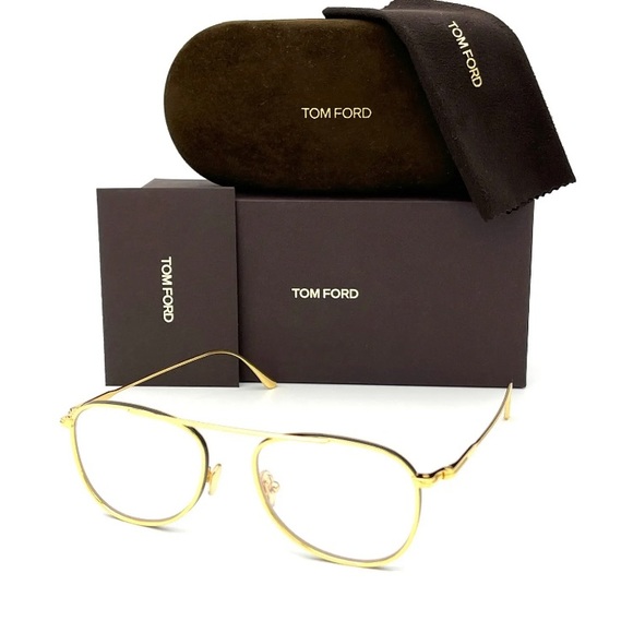 Tom Ford FT5691-B 030 Shiny Gold / Blue Block 52mm Eyeglasses TF5691-B - Picture 2 of 5
